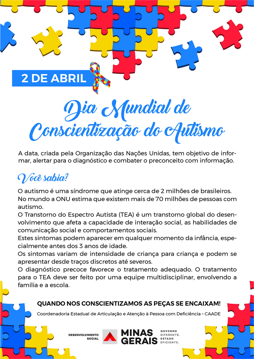 2 de Abril Dia Mundial do Autismo materia