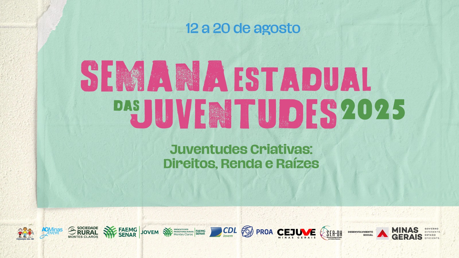 Semana Estadual das Juventudes começa em 12/8 com ações na capital e no interior
