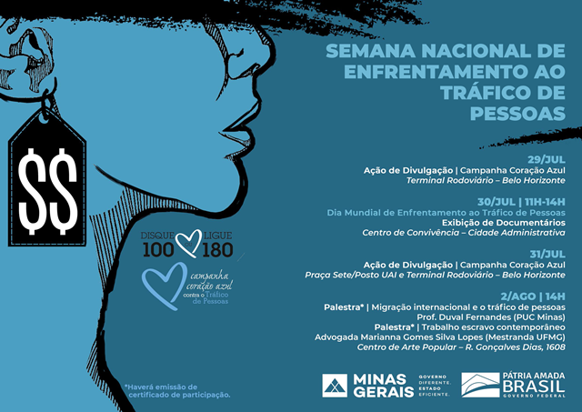 Sedese realiza em Belo Horizonte diversas ações na campanha Coração Azul contra o Tráfico de Pessoas